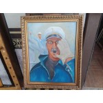 Средна картина масло на платно Испания ,страхотна рамка - 3620